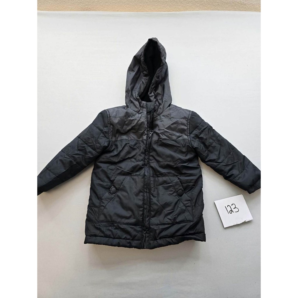 Crazy 8 Boys Black Gray Hooded Puffer Jacket Quilted Full Zip Coat 2T